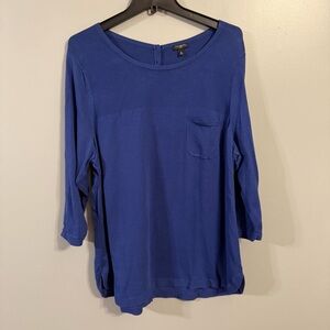 Talbots Lightweight Cotton Sweater, Long Sleeves, Pocket, Scalloped Hem, Size 2X